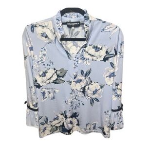 Karl Lagerfeld Blue Floral Blouse Size S